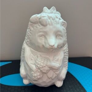 White Hedgehog Ceramic Cookie Jar